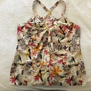 Banana Republic ruffle floral blouse sz 14